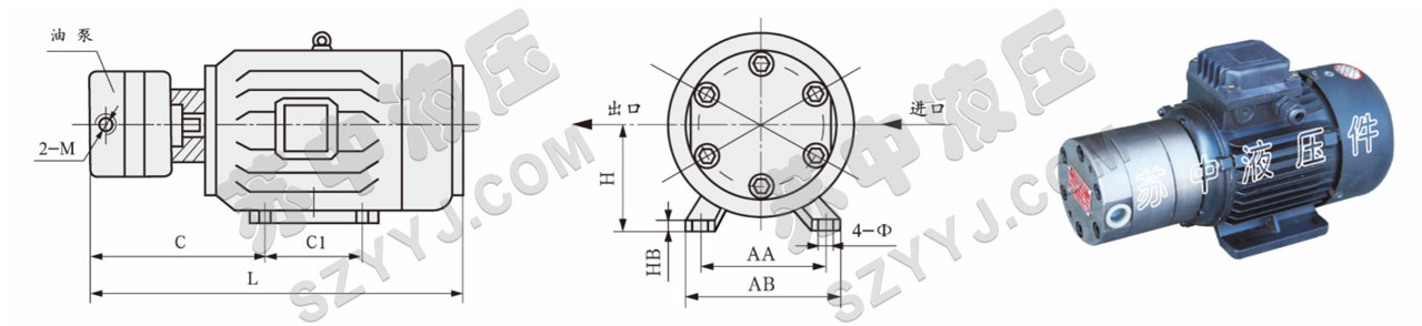 SXF-2.5 4.5双向润滑油泵电机组外形尺寸