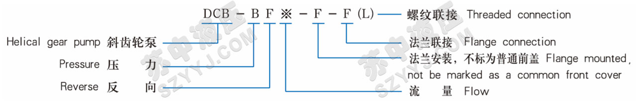 DCB-B600-1000F(FL)低噪音大流量齿轮泵(椭圆形)型号说明