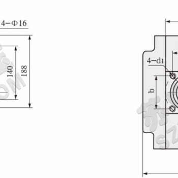 DCB-B600–1000F (FL) — малошумный шестерённый насос большого расхода, овальный корпус: Монтажные размеры
